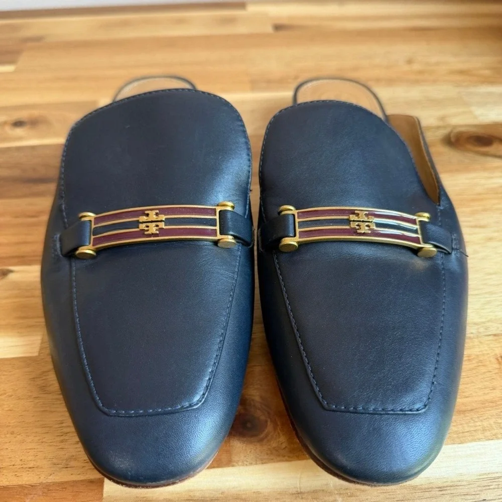 Tory Burch Amelia Backless Loafer Navy Blue Size 9